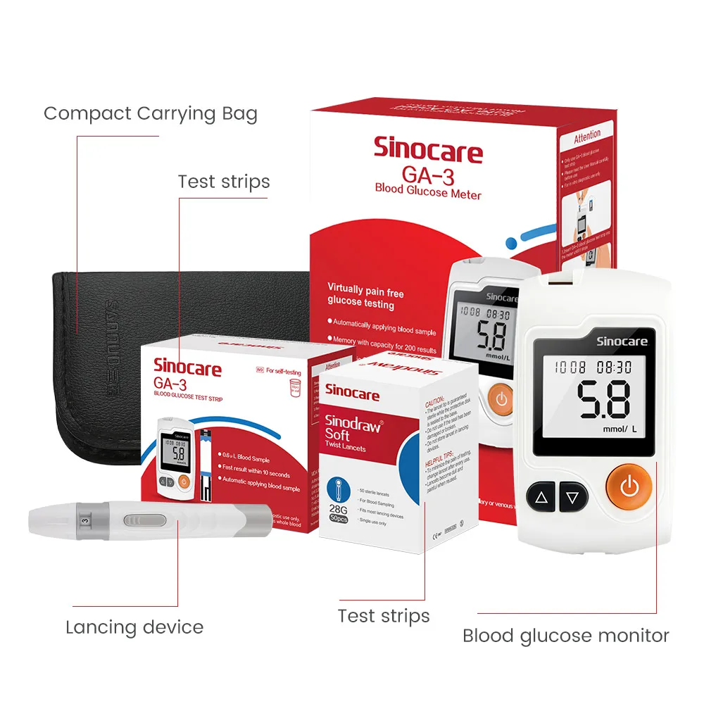 50pcs/100pcs/200pcs/300pcs Sinocare Blood Glucose Test Strips ( for GA-3 only )