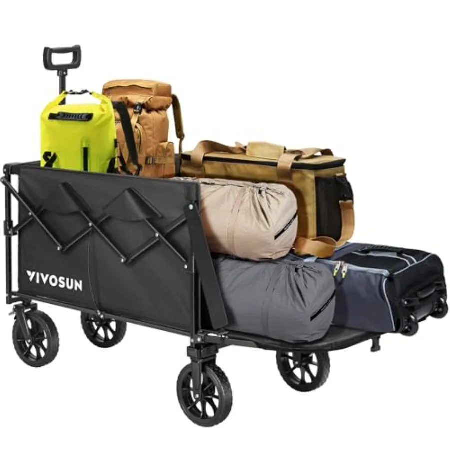 

Складной универсал с задней дверью, 320 фунтов, несущая способность на открытом воздухе, с вездеходными колесами, регулируемая ручка, подстаканники для лагеря