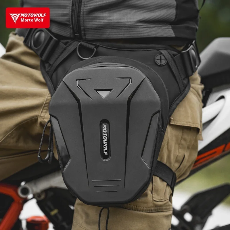 

Motowolff Motorcycle Rider Leg Bag Men'S And Women'S Outdoor Hard Shell Leg Bag Expandable Crossbody Bag Riding Chest Bag