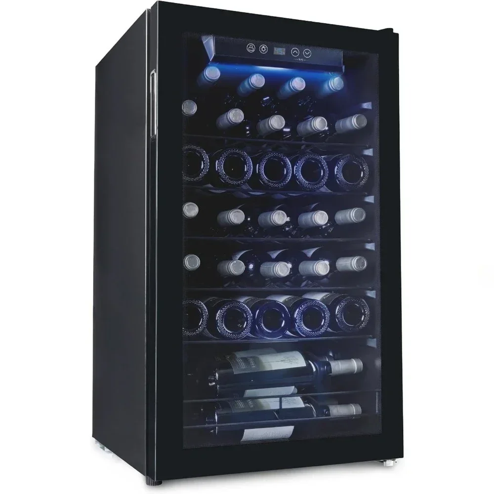 34 Bottle Compressor Wine Cooler Refrigerator, Large Freestanding Wine Cellar For Red, White, Champagne or Sparkling Wine