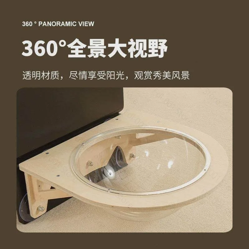 Solid Wood Cat Hammock Hanging Nest Window Glass Bed Space Capsule Climbing Balcony Frame
