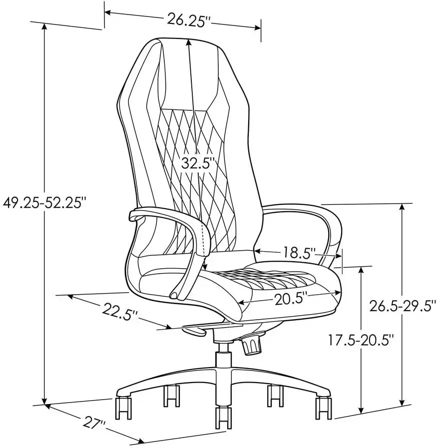 Furniture Modern Ergonomic Sterling Genuine Leather Executive Chair with Aluminum Base - White