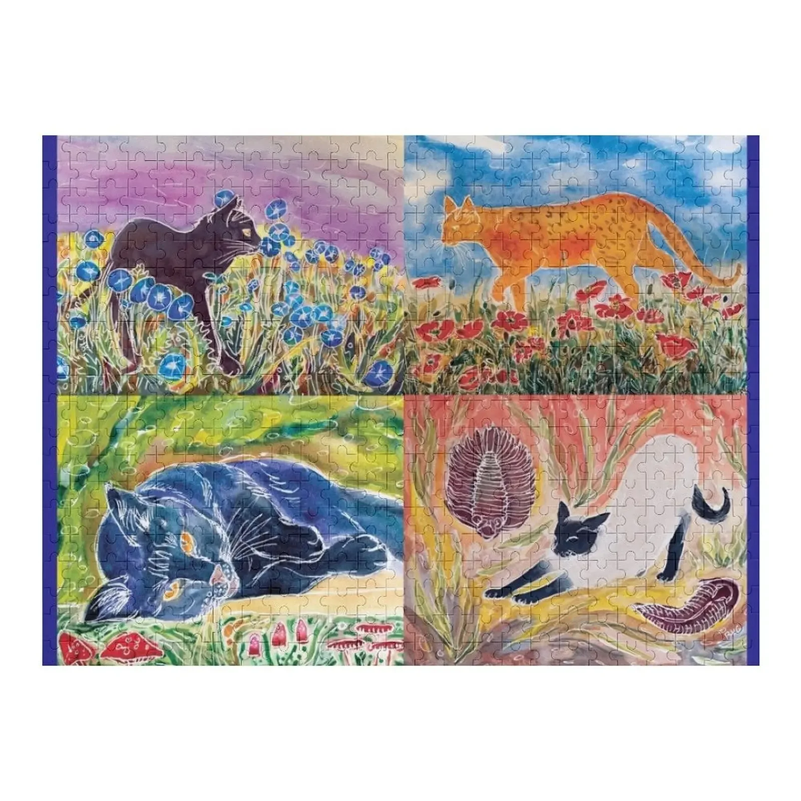 

WATERCOLOR CATS BKG Official! Jigsaw Puzzle Customizeds For Kids Picture Wooden Decor Paintings Puzzle