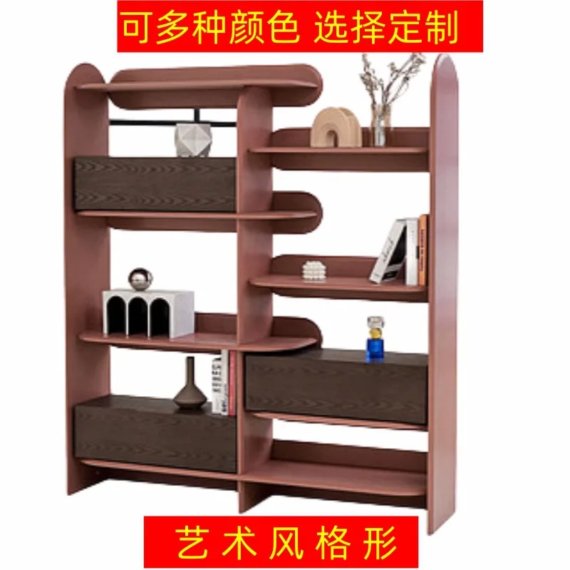 Nordic paint bookshelf modern simple shelf solid wood bookshelf personalized art decorative cabinet