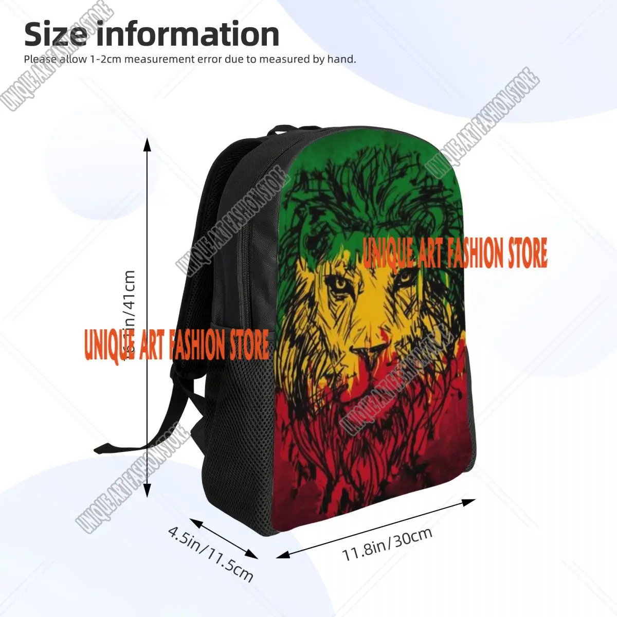 حقيبة ظهر للسفر من Lion Of Judah Rasta الجامايكي الريغي للنساء والرجال حقيبة كمبيوتر محمول للمدرسة حقيبة كتب Rastafarian Art College Student Daypack