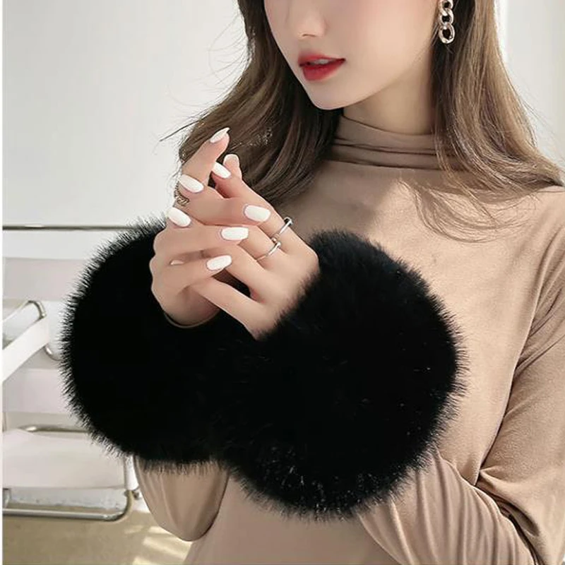 가을 겨울 플러시 장식용 따뜻한 소매 패션 코트 손목밴드 커프스 여성 팔찌 손목 보호 장갑