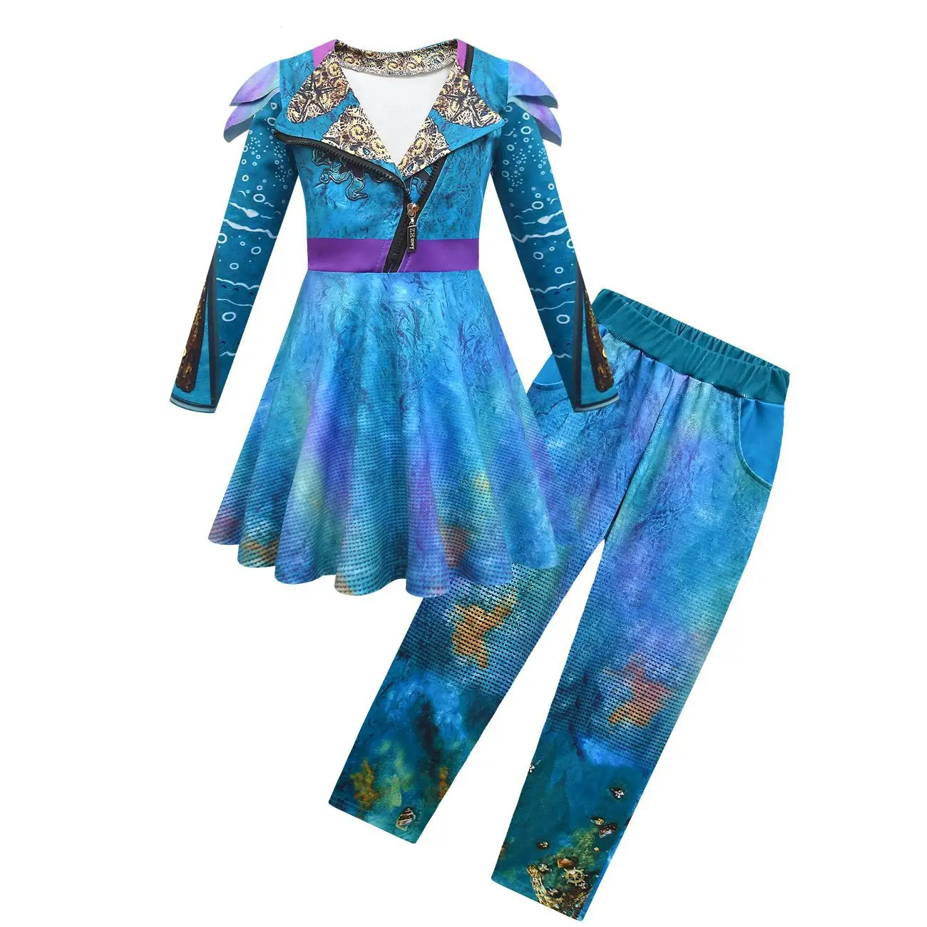 Halloween Kids Descendants 3 Mal Cosplay Costume for Girls Evie Role-play Child Halloween Disguise Clothes Party Fancy Dress Up