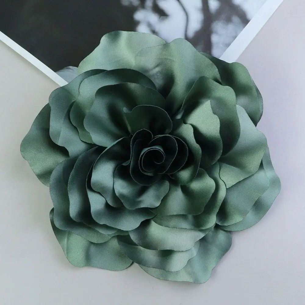 20cm Large Size Satin Big Rose Flower Brooch Vintage Lapel Pins Badge Floral Brooch Cloth Art Handmade Dress Suit Corsage