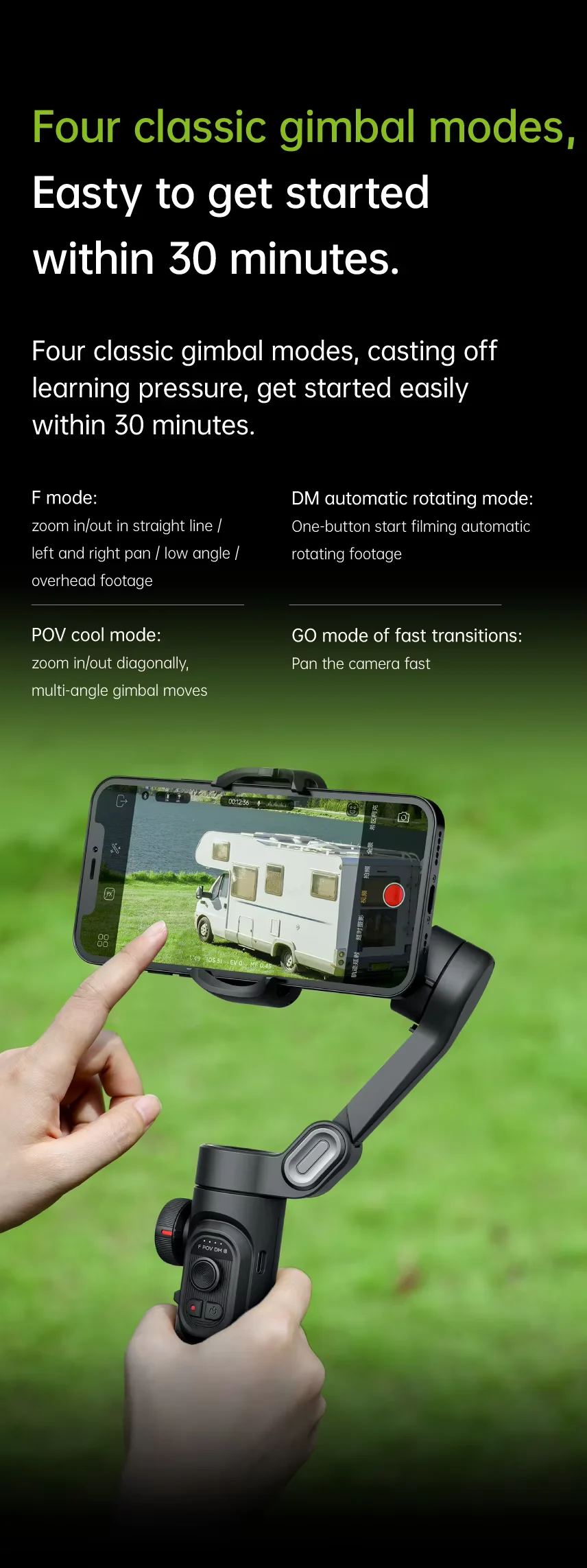 AOCHUAN Smart XE 3軸折りたたみ式ジンバル自 - Handheld Stabilizer Gimbal のレビューと価格