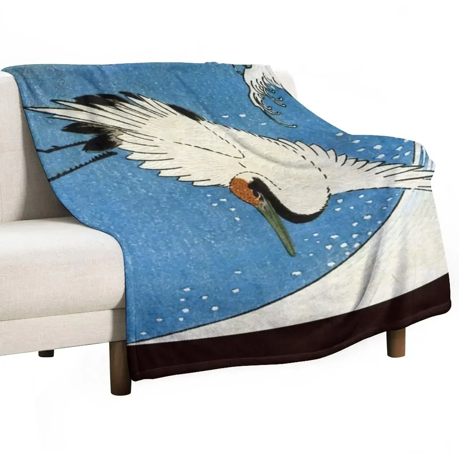 Favourite Artist - Crane & Wave - Hiroshige Throw Blanket Designers Giant Sofa Moving Retros Decoratives Blankets