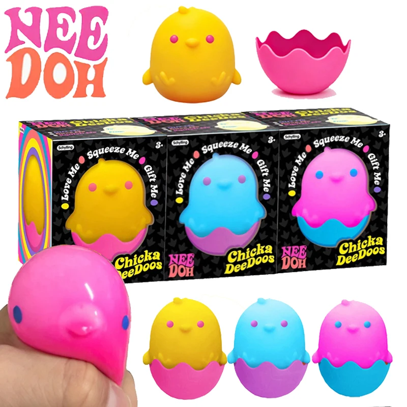 Needoh Easter Limited Chicka DeeDoos Detachable Eggshell Base Squeeze Fast Rebound Relieve Tension Soothe Mood Adults Portable