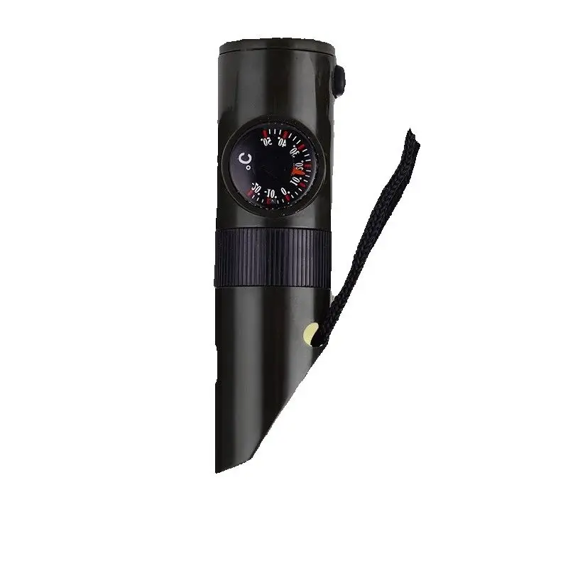 

1PC Outdoor 7-in-1 Multifunctional Whistle Survival Whistle Survival Whistle with LED Light Thermometer Compass