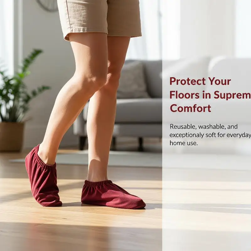 1 Paar Flanell-Schuhüberzüge, dick, wiederverwendbar, rutschfest, für den Innenbereich, schützen den Boden und Teppich, reinigen Schuhe und Hausschuhe. – Detail 9