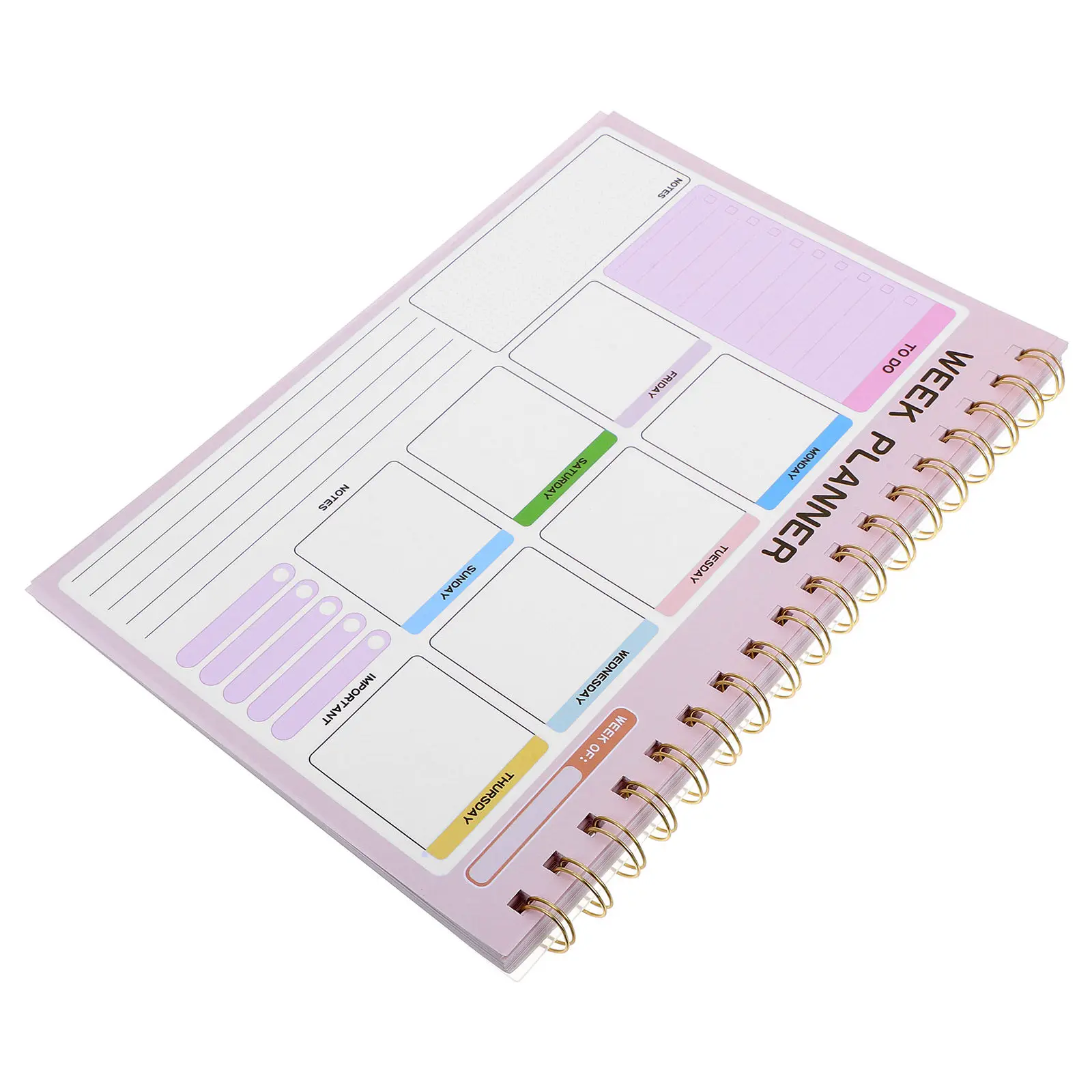 

Large Weekly Planner Spiral Notebook Undated Pages Clean Sophisticated Clock in Tracking Life Management Weekly