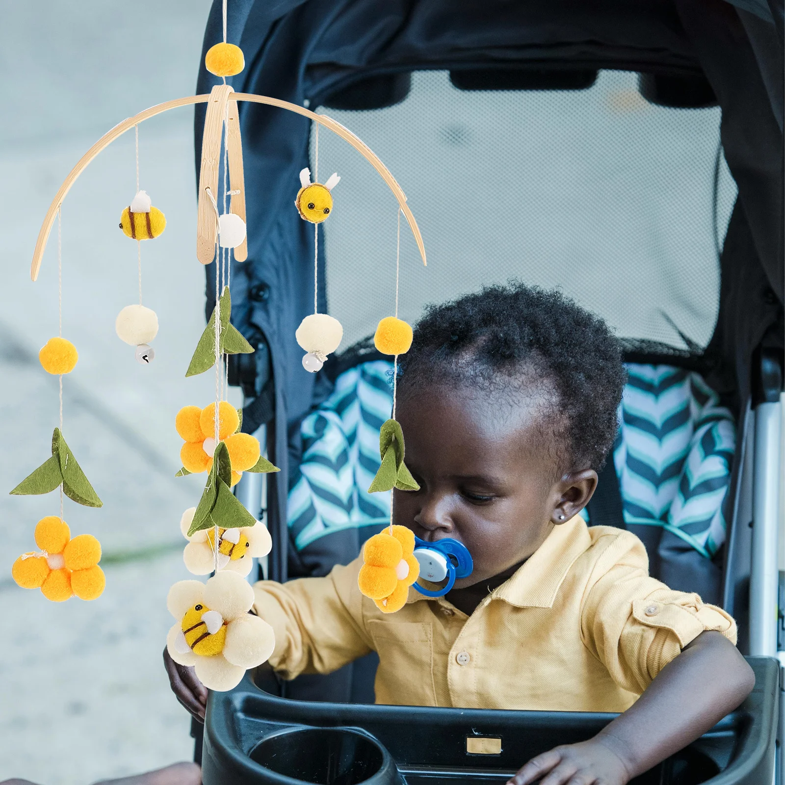 Houten babybedje mobiele bijenbloem windgong hangende decoratie kinderkamer decor voor babymeisjes wieg mobiel