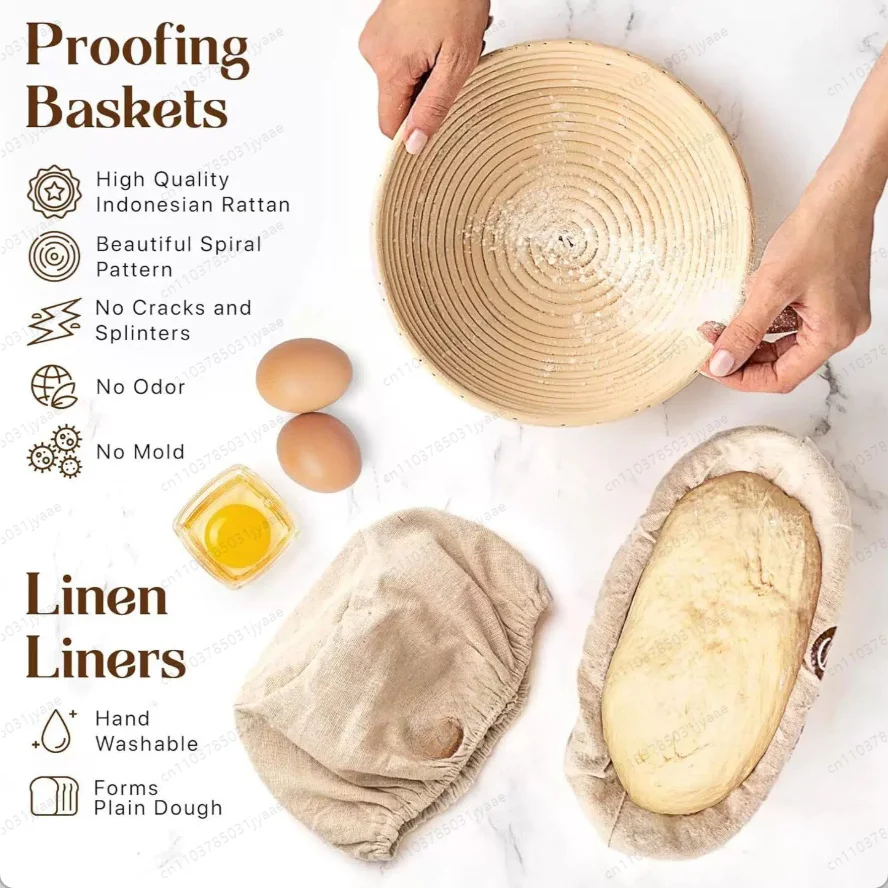 14-Piece Proofing Basket Tool Set, Bread Banneton Kit for Dough Fermentation