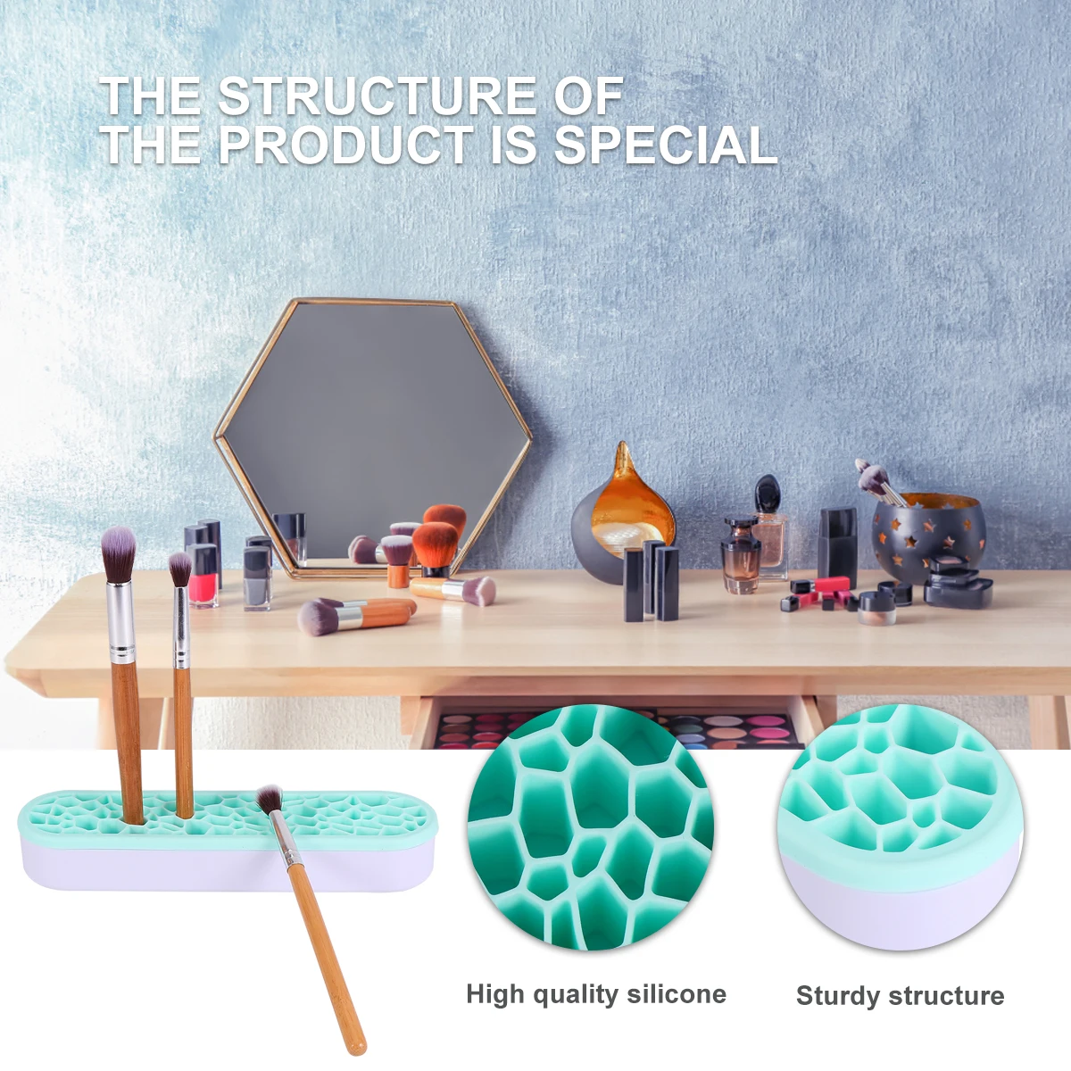 

Makeup Brush Storage Box Organizer Rack Shelf High Quality Silicone Durable Travel Camping Dry Dust Free Holder