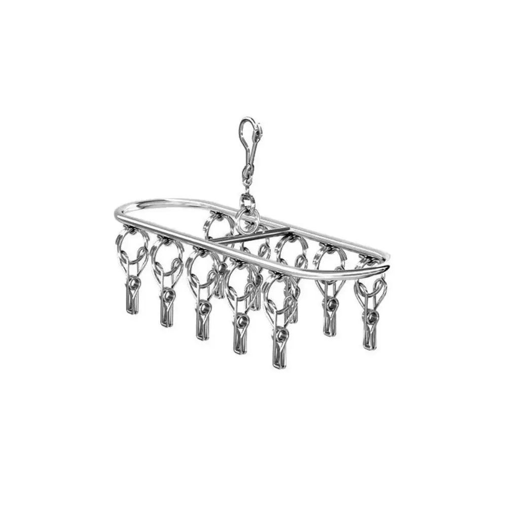10/20/30 Clips Sock Hanger Clips Circular Design Multi-Clip Underwear Drying Rack Windproof Stainless Steel Garment Holder