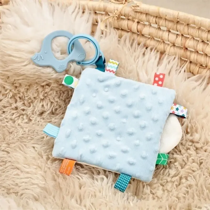 Cartoon Elephant Soothing Towel Chewable Security Blanket For Baby Teething Relief And Sensory Development