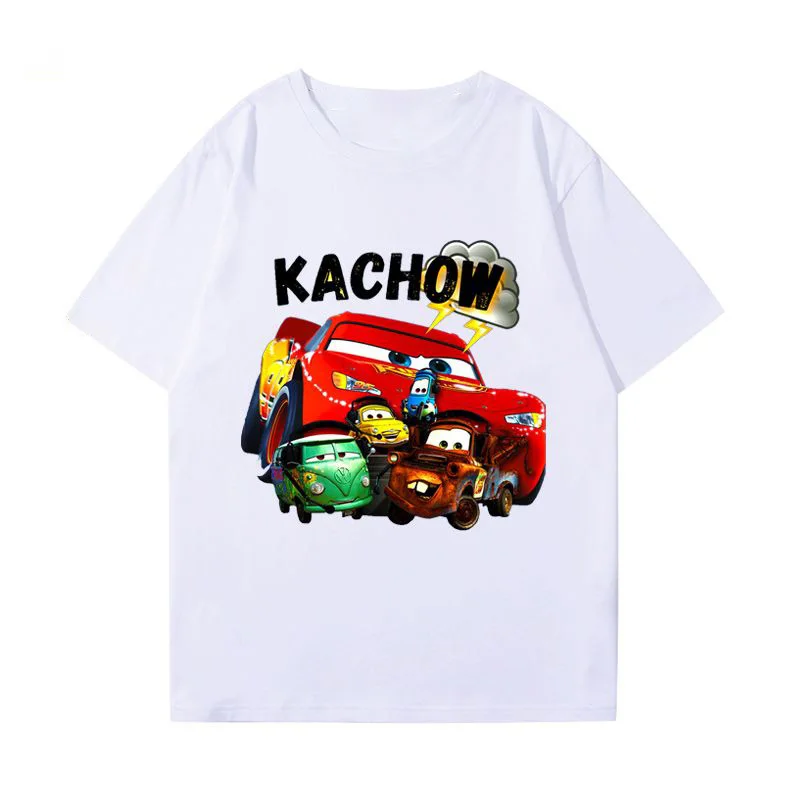 تي شيرت Racing Flash McQueen بأكمام قصيرة للرجال والنساء والأطفال من القطن الصيفي يناسب جميع الملابس