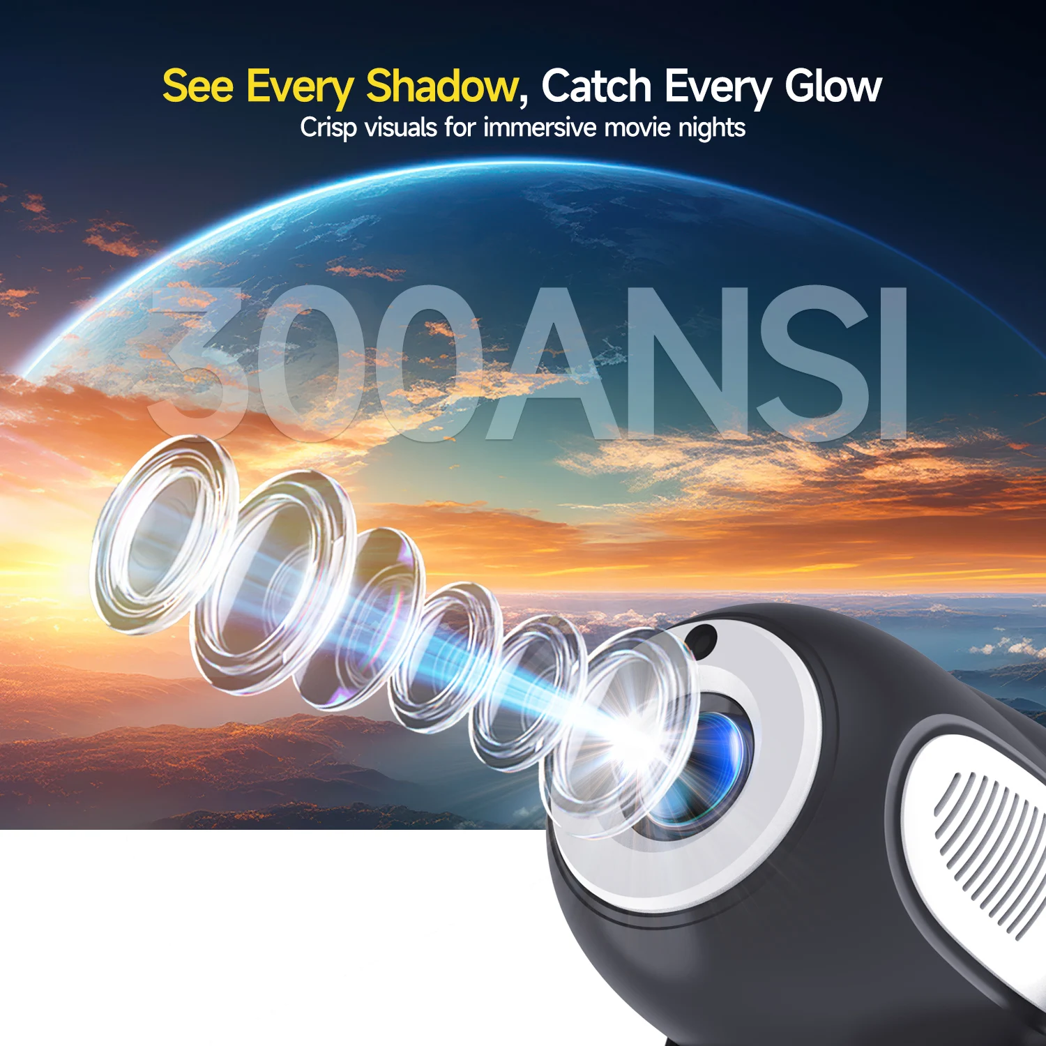 جهاز عرض Magcubic HY300 X 4K Android 11 مع تركيز كهربائي 300Ansi Wifi6 BT5.0 جهاز عرض محمول HIFI صوت منزلي خارجي