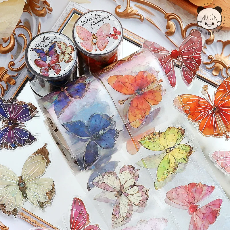 

Vintage Colorful Butterfly Theme PET Decorative Tape Creative Stickers Journal DIY Tape Sticker Stationery Kids Gift wholesale