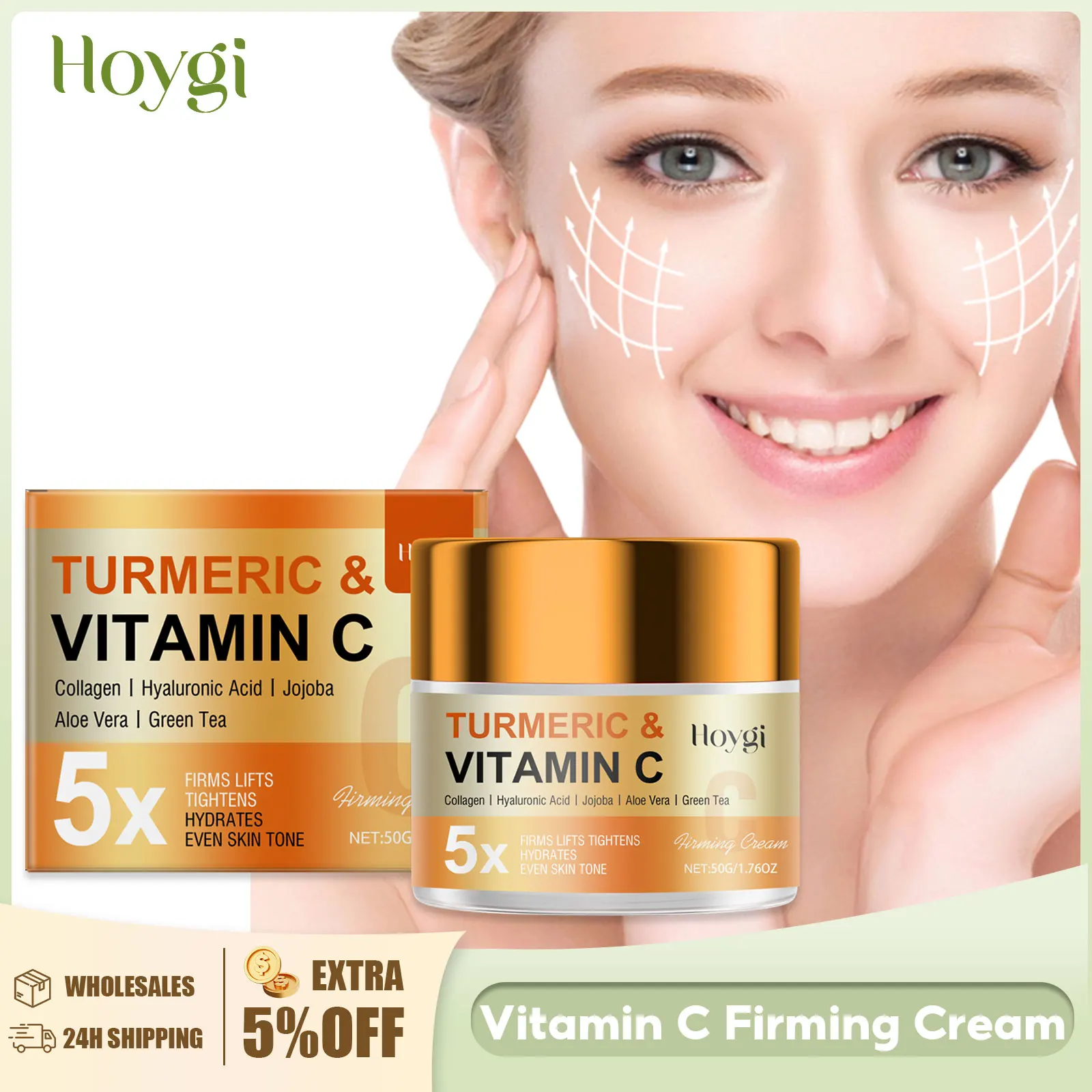 

Vitamin C Firming Face Cream Reduce Fine Liens Brightening Skin Tone Rejuvenation Lightening Melanin Remover Whitening Skin Care