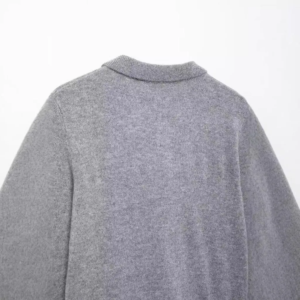 

Women's Knitted Cardigan Coat Autumn New European American Style Bow Buckle Lapel Fashionable Outerwear 2142107