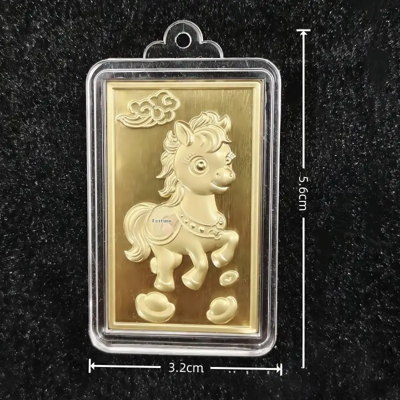 سلسلة مفاتيح على شكل حصان زودياك مع عملة تذكارية - تصميم تميمة السنة الصينية الجديدة لعام 2026 للاستخدام اليومي وإعطاء هدايا المهرجان