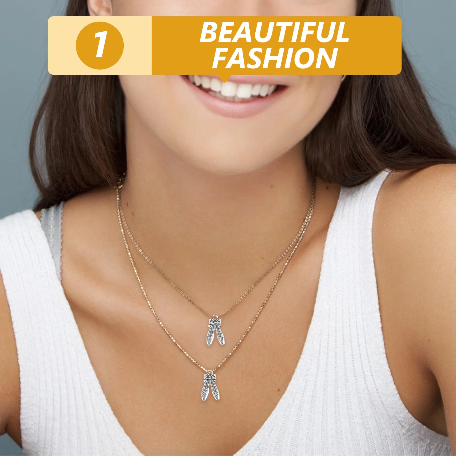 

50pcs Ballet Shoe Metal Charms Pendant Necklace Jewelry Gift For Women Diy Decor Clavicle Necklace Unisex Delicate Jewelry