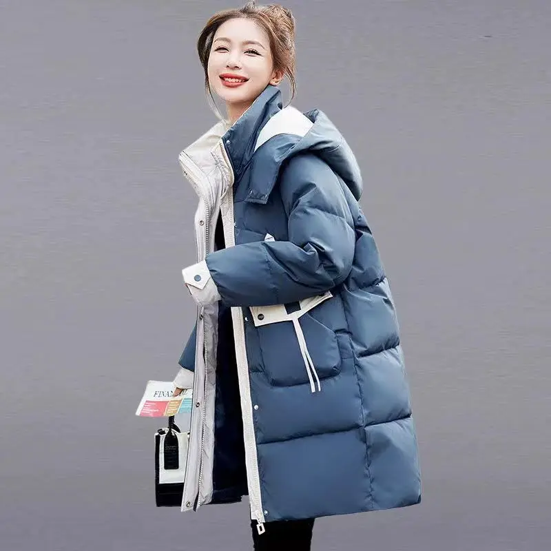 Western Style Eiderdown Cotton-padded Jacket Girls Long Winter 2024 New Fashion Short Explosions Cotton-padded Jacket Thick Coat