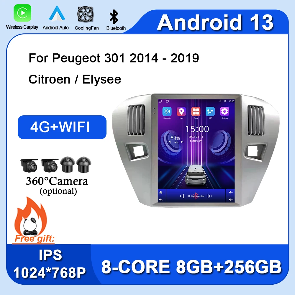 

Android 13 For Peugeot 301 2014-2019 Citroen/Elysee Car Stereo Radio Multimedia Video Player WIFI GPS Carplay Head Unit 4G+WIFI