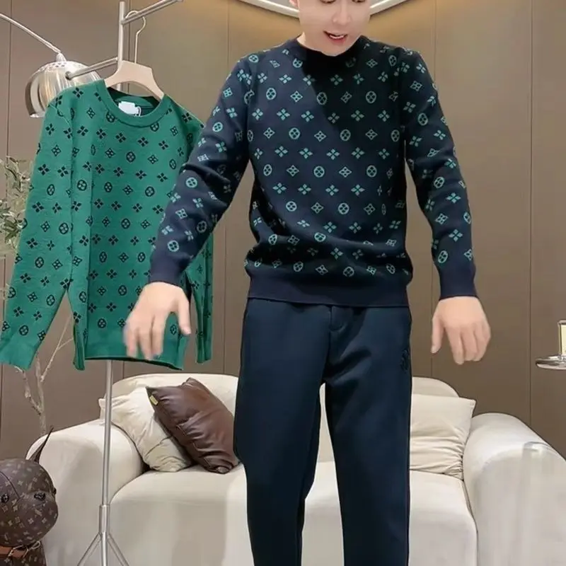 Thickened sweater men's trend autumn and winter new handsome fashion high-end Korean version long-sleeved knitted sweater