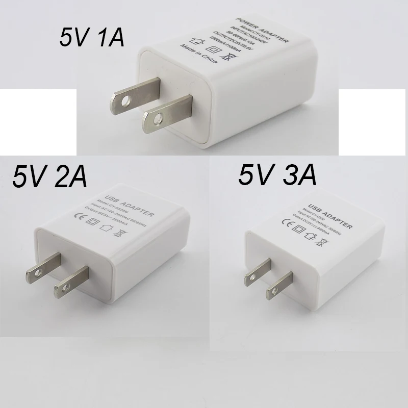 USB Wall Charger US Plug 5V 1A/2a/A/3A Single USB Plug Charger Power Adapter Universal Phone Travel Charging