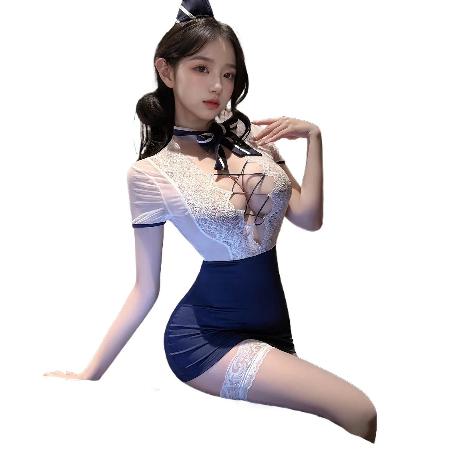 

Sexy Secretary Uniform Lingerie Hollow Out Temptation Pure Desire Bust Baring Nightclub Role Play Office Lady Porno Bar Costumes