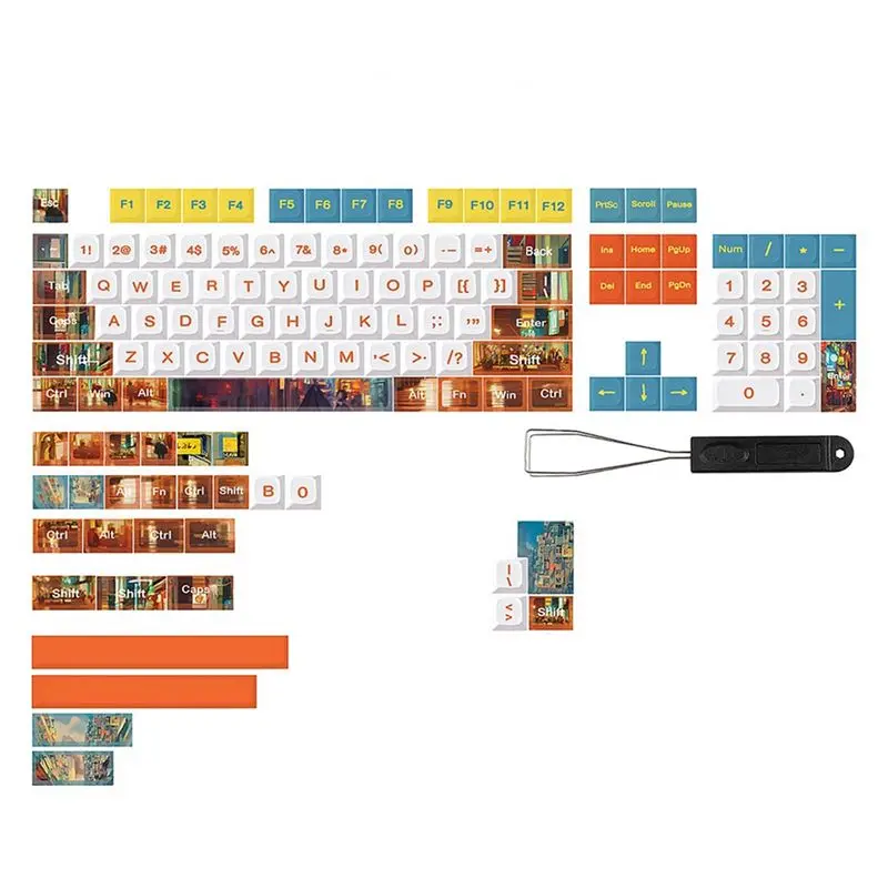 Ingenious-133-Key PBT Key Cap XDA Ball Cap 7U Space Bar Split Space Bar Cap Five-Sided Sublimation Key For Mechanical Keyboard