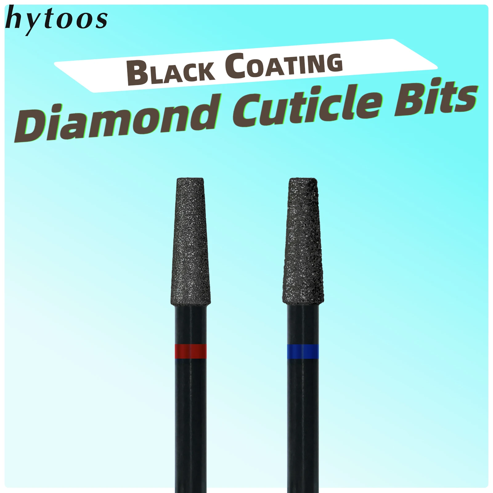 HYTOOS 3mm Tapered Black Diamond Nail Drill Bits Pro Dead Skin Cleaner Cuticle Clean Russian Prep Tool for Manicure Technician