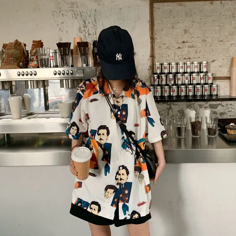 

Рубашки женские с коротким рукавом, тонкие, с принтом, мягкие, свободные, повседневные, шикарные, в корейском стиле, популярная уличная одежда в стиле Харадзюку, универсальные, на каждый день, базовые