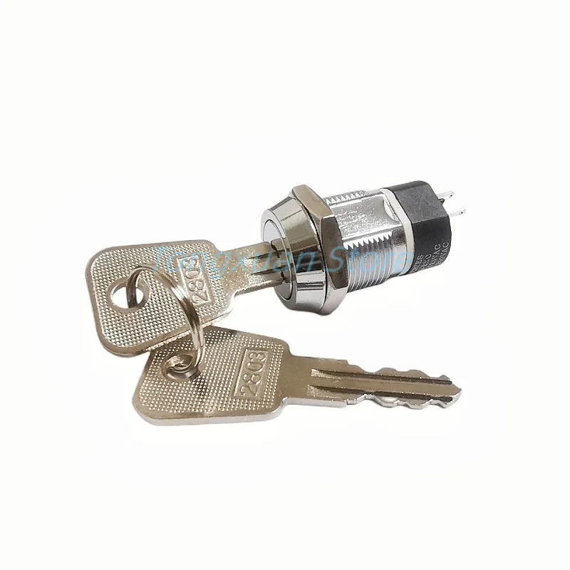 1pc 19mm Metal 4Pin ON-OFF 2 Positions DPST A Series Electronic Power Lock Key Switch 2NO 2NC 1902 4A 125VAC 2A 250VAC