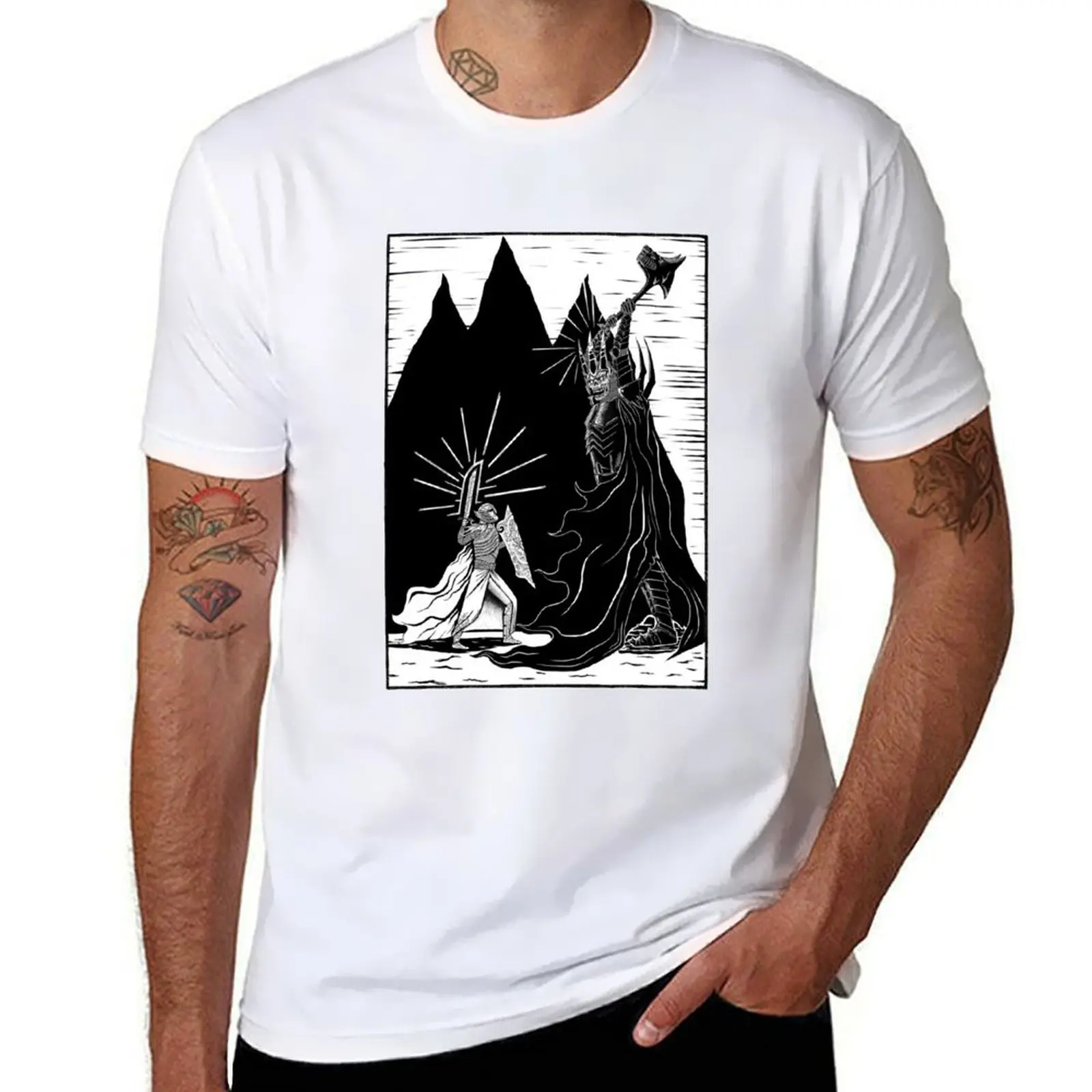 

Fingolfin battles Morgoth T-Shirt t shirt for man 100 percent cotton t shirt for man T-Shirt
