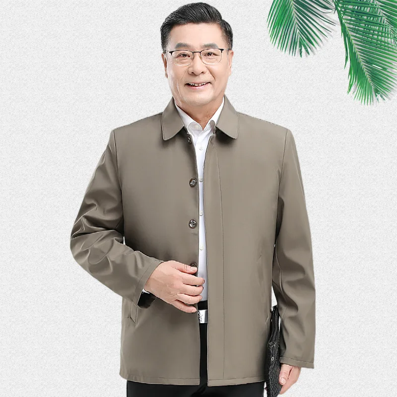 

Casual Sle Men's Jaet Coat Middle-aged Busin Casual Dry Goods Upper Apparel Spring Autumn Season Long Sve