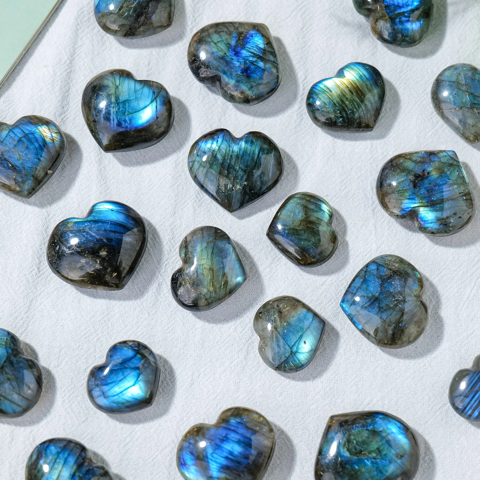 Pedra De Labradorite De Cristal Natural, Em Forma De Coração, Luz Azul, Pedra Preciosa De Cura, Casa, Aquário Decoração, Coleção De Ornamentos