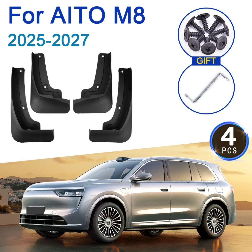 

4x Car Fenders For AITO M8 EREV 2025 2026 2027 Auto Front Rear Wheel Mud Flaps Splash Guards Mudflaps Mudguards Cars Accessories