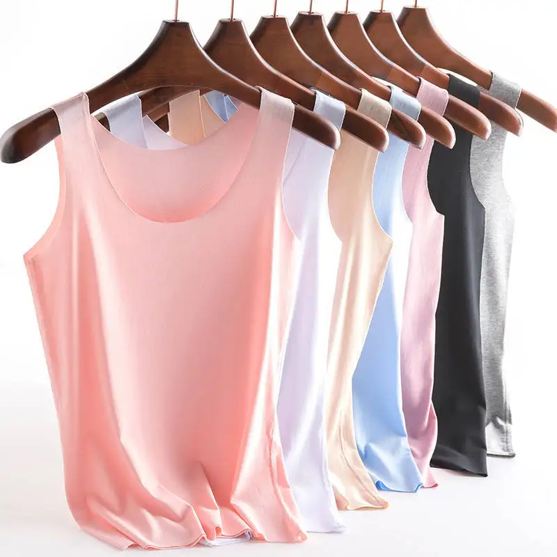 No Trace Vest Female Dress Thin Solid Color Bottom Unlined Upper Garment Slim Sleeveless Summer Student Vest