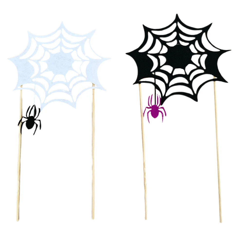 

6Pcs Black White Halloween Spider Web Cake Toppers Funny Cupcake Picks Party Dessert Decoration Festival Halloween Cake Toppers