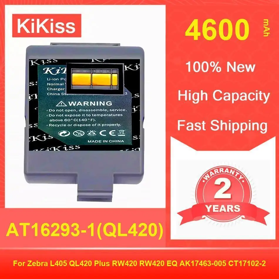 

Аккумулятор Kikiss 4600 мАч AT16293-1(QL420) для Zebra L405 QL420 Plus RW420 EQ AK17463-005 CT17102-2