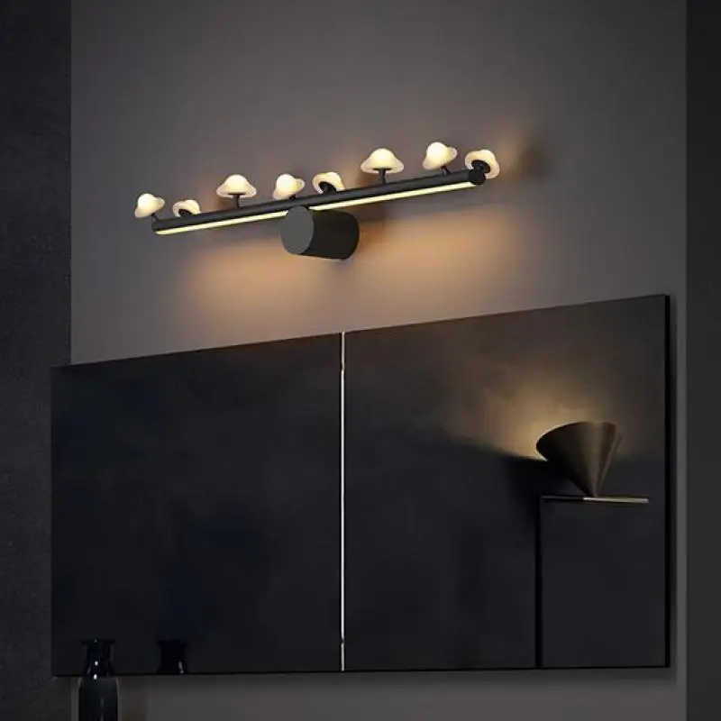 Modern Cute Little Mushroom wall sconces Bathroom Mirror Light Bedroom Dresser Led Wall Lamp black/white Tube Sconce Lamps