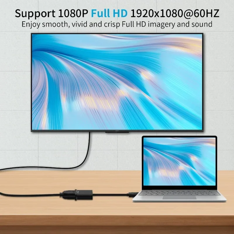 USB 3.0/2.0 to VGA Adapter 1080P HD Video Converter - Multi-Display Cable for Laptop PC Desktop to Monitor Projector TV