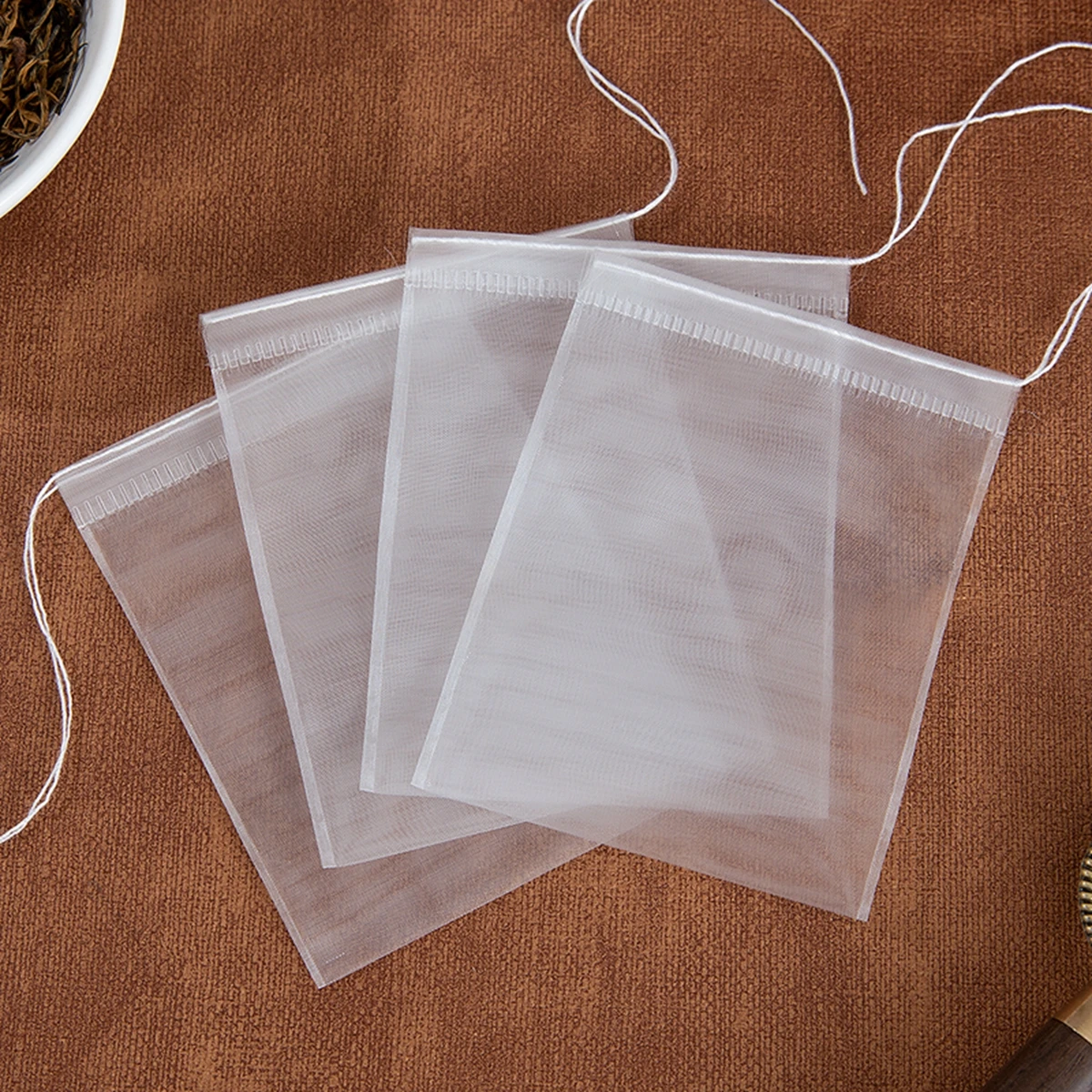 6x8/7x9/8x10/8x12cm 50pcs Transparent Nylon Tea Bags Reusable Tea Filter Bags for Spice Tea Infuser Strainers Spice Herb Teabags