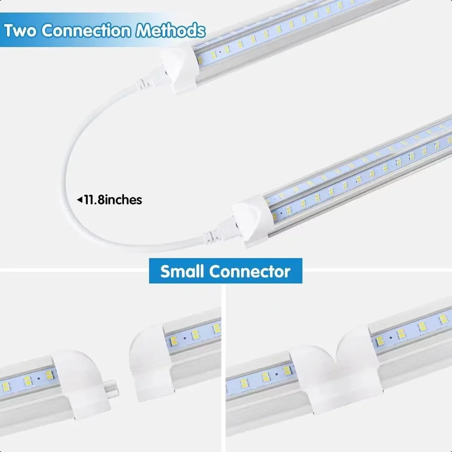 Luz Led para tienda, luz Led para garaje, 2 pies, 25W, 6500K, luz diurna, 3200LM, cubierta transparente vinculable, VShape integrado para tienda debajo del gabinete